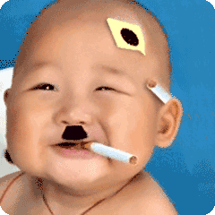 搞笑,小男孩,抽烟,傻笑的表情包