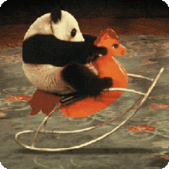 大熊猫,坐木马的表情包